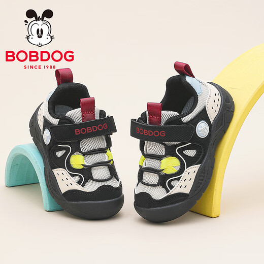BOBDOG children's shoes, children's baby shoes, 2026 spring new kindergarten boys' functional shoes, girls' toddler shoes, black/meter 29, suitable for feet length 17.7CM