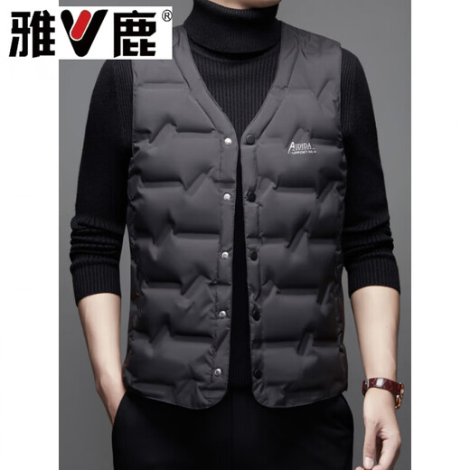 Yalu New Winter Down Vest Men's Large Size Warm Vest Middle-aged and Elderly Wear Lightweight Vest Jacket Inner Liner Black M 90-105Jin Jin is equal to 0.5 kg