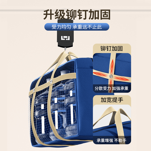 Shijanu Moving Packing Bag Thickened Organizing Quilt Large Capacity Clothes Luggage Waterproof Woven Storage Bag Navy Blue-105L Double-layer Thickened-Double the Load-bearing Rivet Style-365 Days Damage Replacement