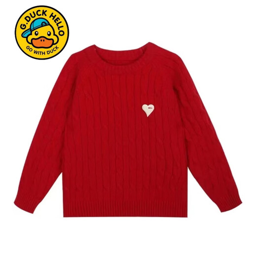 G.duck parent-child outfit family portrait family of three and four autumn and winter red sweaters 2026 new mother-child mother-daughter outfit sweater red 175 adult L