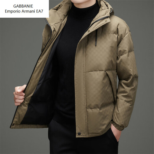 Emporio Armani EA7 Armani 2026 new down jacket men's winter jacket hooded thickened white duck down handsome Korean version trendy brand protection black M