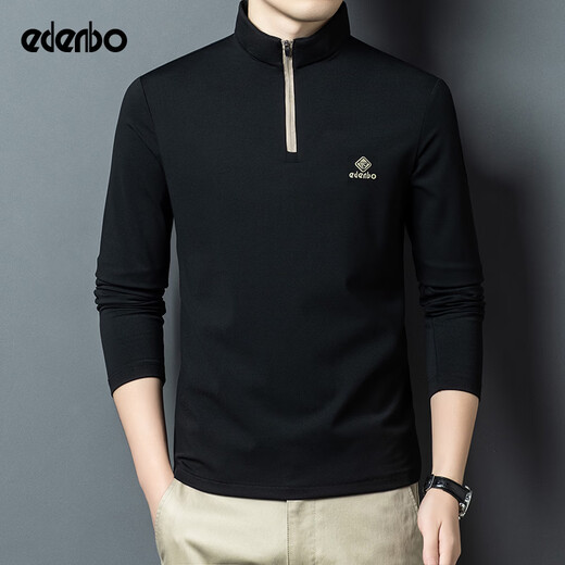 Edenbo half-zip stand-collar sweatshirt men's autumn and winter four-way elastic top black 175/92A (XL)