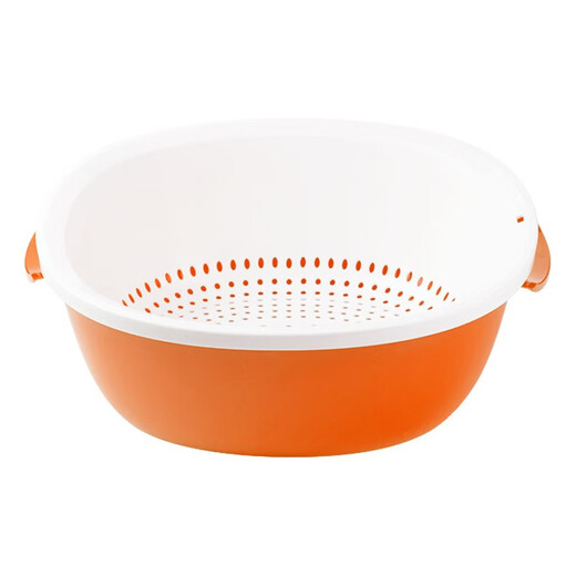 Camellia double-layer square round water filter sieve frame plastic dripping basket fruit basket multi-purpose vegetable washing basket washing fruit draining basket new orange