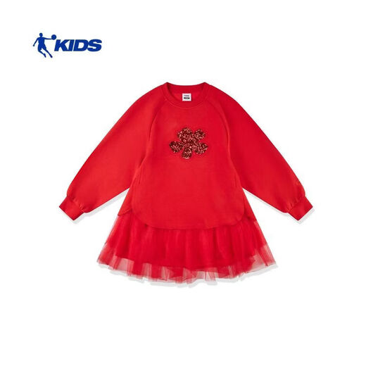 Jordan Children's Dress Older Children's 2026 Spring New Year Style Qiji Red New Year's Eve Dress Zodiac Year TDDSKB261227 Sonic Explosion Red 150