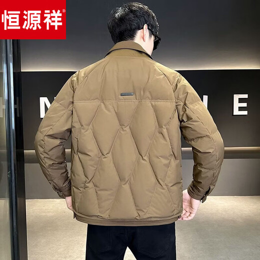 Hengyuanxiang down jacket men's winter high-end fake two-piece jacket 2026 new style light and warm thickened black M