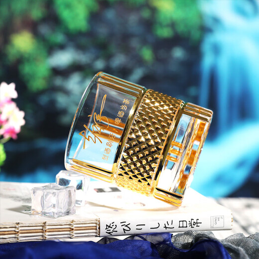 Yusenyi hand-carved customized personalized signature company LOGO whiskey cup creative commemorative Father's Day birthday gift personalized signature (gold) gift box