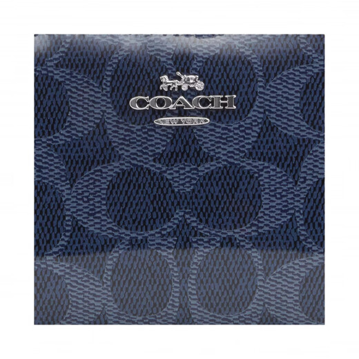 COACH Snap Wallet 10 Brand Logo Print Coated Canvas Wallet Mini Women's Dark Blue Dark Blue 1 Dark Blue 2