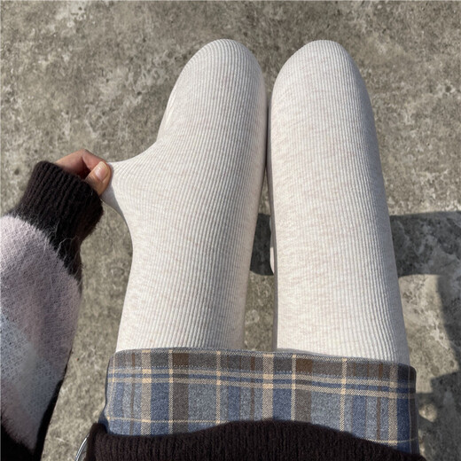 Shiganu plus velvet over-the-knee socks for women in autumn and winter, thickened warm anti-slip stockings, extended version off-white, one size fits all, plus velvet warmth + silicone anti-slip