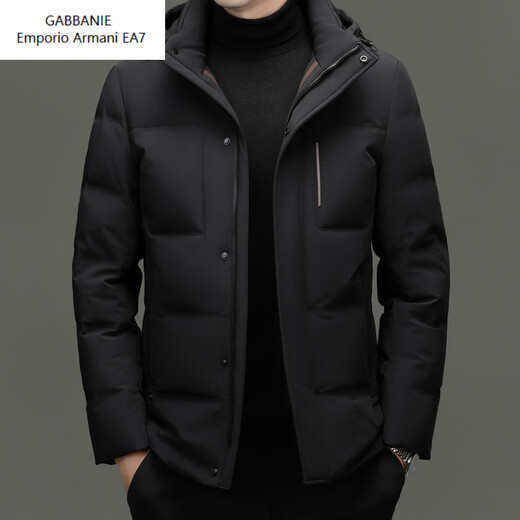 Emporio Armani EA7 Armani 2026 winter new style middle-aged men's down jacket business casual hooded white duck down jacket for men daddy navy blue M 170