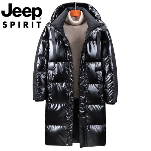 JEEP Мужской пуховик средней длины Jeep International Brand, глянцевая, не требующая стирки, водонепроницаемая зимняя свободная толстая пара, куртка серебристого цвета S (рекомендуемый вес 80-95Jin Jin равен 0,5 кг)