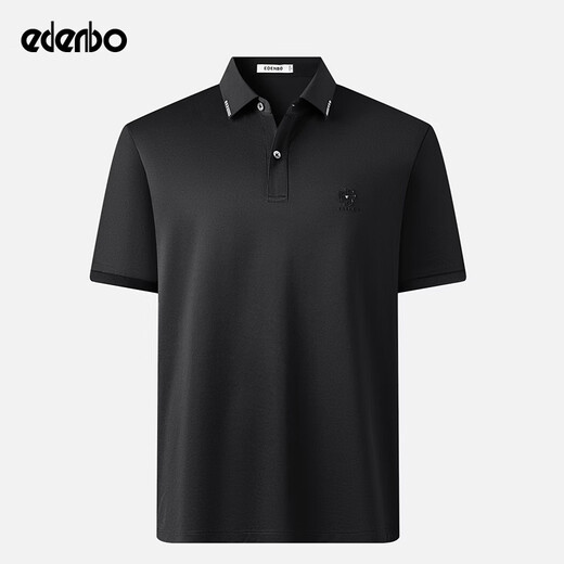 Edenbo (edenbo) shopping mall same style men's short-sleeved T-shirt summer new breathable casual versatile lapel polo shirt top men black M (165)