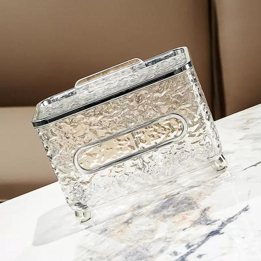 Yusenyi light luxury tissue box, high-end sense, home living room, high-end napkin box, creative paper drawer, paper box, remote control storage (black, gray and silver), divided model, multi-functional - with spring inside