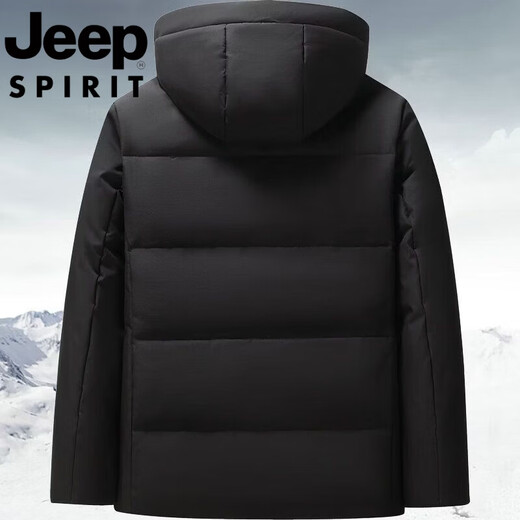 JEEP SPIRIT Jeep International Brand Men's Down Jacket Winter Thickened Removable Hood White Duck Down Warm Jacket Middle-aged Dad Black New National Standard 90 White Duck Down M Recommended 95-115 Jin Jin equals 0.5 kg