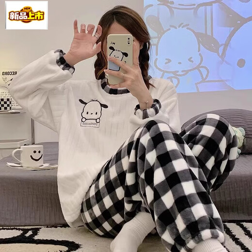 Molianya Pajamas Winter Winter Women's Coral Velvet Plush engrosado Manga larga Conjunto de ropa para el hogar de franela suelta 12401# XL 115-140Jin [Jin iguala 0.5 kg]
