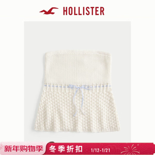 HOLLISTER25 autumn design crocheted sweet blouse off-shoulder tube top women's clothing 350-5119 white XS (160/84A)