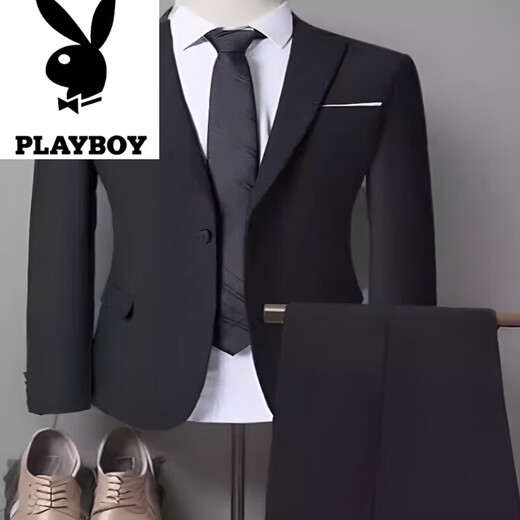 Playboy (PLAYBOY) European station suit men's slim Korean version youth spring and autumn light and breathable simple casual suit jacket single suit top gray XL recommended 130-150Jin Jin equals 0.5 kg