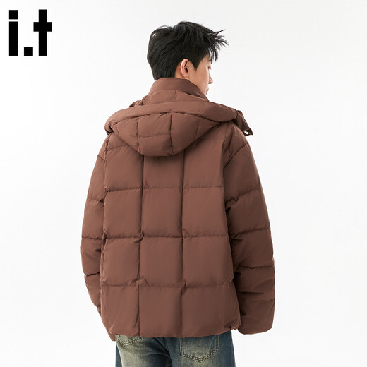 ШОКОЛАДНЫЙ it Красный Коричневый Ретро Повседневный универсальный пуховик с капюшоном Мужская зимняя холодная теплая свободная рабочая одежда Серый синий S Рекомендуется 90-105 Jin Jin равен 0,5 кг