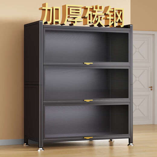 Yusenyi kitchen rack floor-standing multi-layer storage cabinet microwave oven household cabinet storage cabinet shelf with door 5 doors gray length 120 width 42 height 186cm