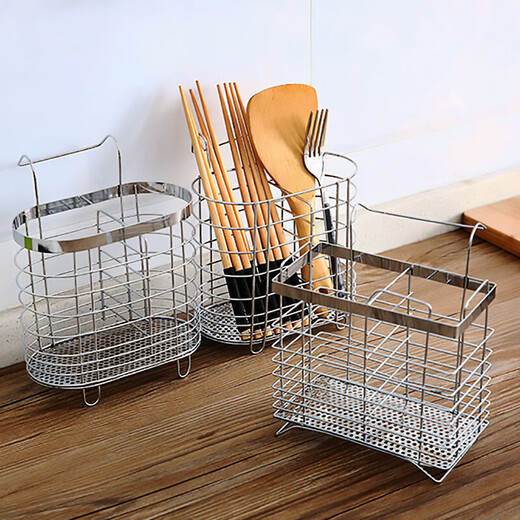 Shantou Lincun stainless steel chopstick storage box kitchen chopstick cage wall-mounted chopstick cage household knife spoon chopstick tube storage rack round hole