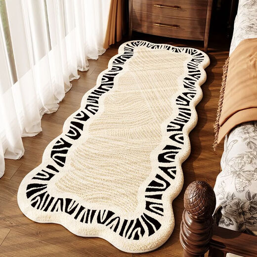 Fantasy high-end retro plush foot mat bedroom bedside blanket American light luxury home floor mat non-slip long thickened carpet brown dog shaped 80x200 does not shed hair or hide gray