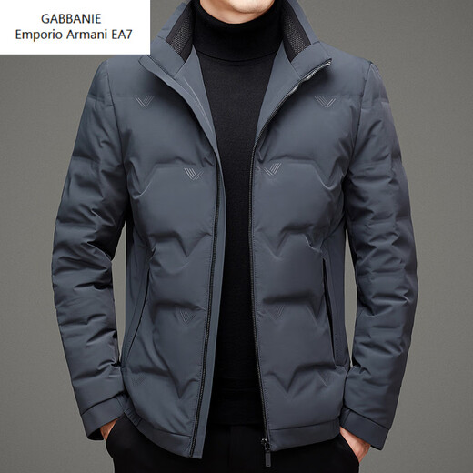 Emporio Armani EA7 Armani winter new high-end white goose down men's stand-up collar thickened warm down jacket middle-aged short men's light black L
