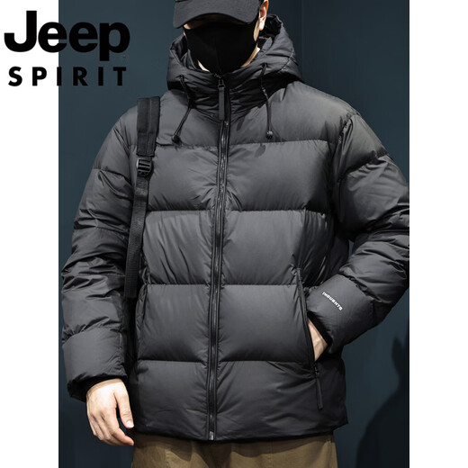 JEEP Jeep International Brand 2025 Новый пуховик мужской зимний с капюшоном Короткий повседневный свободный пуховик Carbon Grey Теплый пуховик L 125-145Jin Jin равен 0,5 кг