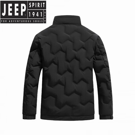 JEEP SPIRIT男士冬季短款羽绒服立领冬装中年休闲潮爸爸装保暖外套 黑色 L 【体重90-110斤】
