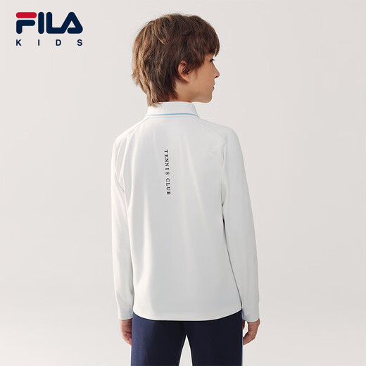 FILA antibacterial function FILA children's clothing long-sleeved 2026 spring new men's and older children's POLO shirts Jade White-WT 170