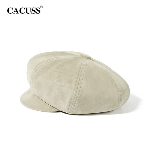 CACUSS spring beret spring newsboy hat women's octagonal hat face-showing small hat fashionable and elegant beret light khaki_gentle temperament one size fits all (56-58cm)