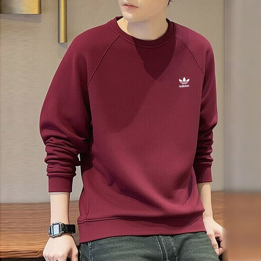 Adidas Clover Sweatshirt Men's and Women's 2026 Spring New Sportswear Knitted Top Breathable Casual Pullover II5793 Burgundy XS