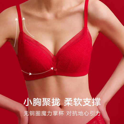 Maniform two-piece set red underwear set zodiac year no wire bra underwear for women seamless and comfortable lucky zodiac red - fresh beauty - no wire rims 75B underwear 165