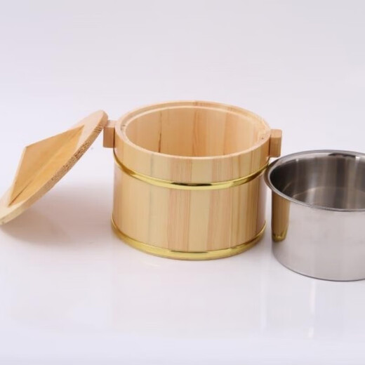Tuojin wooden barrel rice barrel tableware rice bowl restaurant rice container small rice barrel insulation barrel 16 natural color wooden barrel + no 16 natural color wooden barrel + stainless steel liner + wooden lid wood