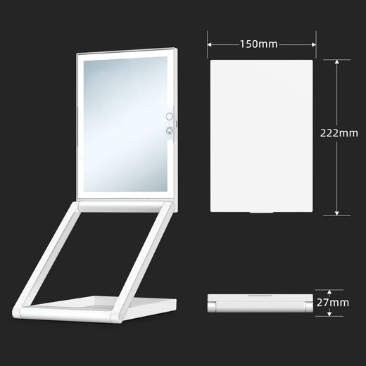 Makeup mirror, portable folding mirror, LED lighted beauty tabletop, travel smart lifting magnifying makeup without 10x magnifying glass