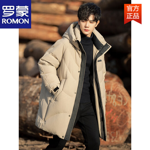 罗蒙（ROMON）男子羽绒服冬季2026年新的中长连帽高端外套男生加厚保暖情侣外套 黑色 L (135-155斤)