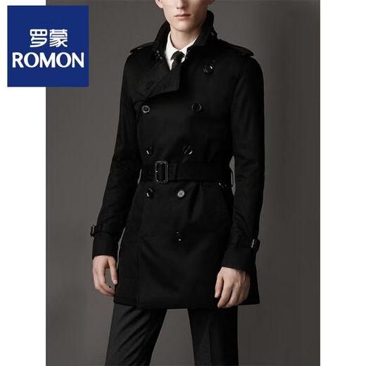 ROMON весенне-осенняя деловая тонкая ветровка, новая корейская мода, повседневная мужская британская молодежная куртка средней длины, популярная темно-синяя S 165/80A