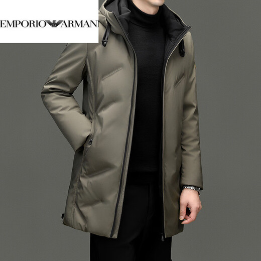 EMPORIO ARMANI阿玛尼高端羽绒服男2026秋冬季新款加厚防寒保暖男士外套中长款男 黑色 XL 180