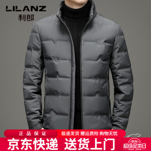 利郎（LILANZ）高端羽绒服男冬季新款轻薄保暖鸭绒中年男士爸爸冬装立领外套潮流 黑色 M