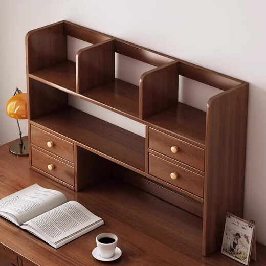 Medieval style high-quality solid wood bookshelf desktop storage rack for home dormitory office reading desk multi-layer storage rack ecological board Lantau cedar wood 60cm assembled