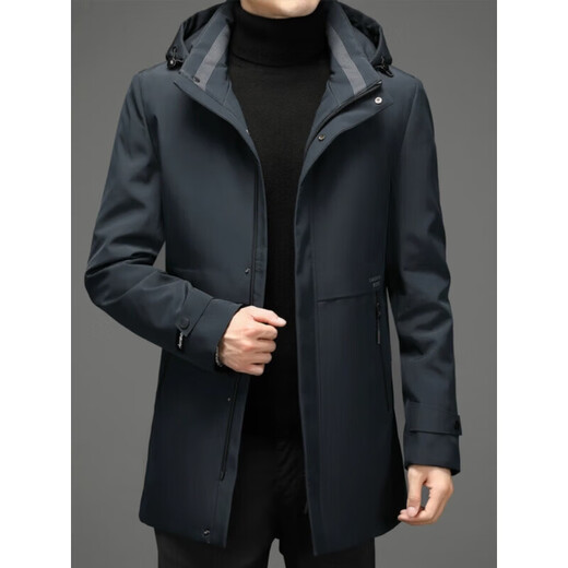 利郎（LILANZ）新款男士羽绒服中长款高端品牌可水洗冬季新款加厚鸭绒上衣服 黑色 【90白鸭绒可脱卸帽+内胆】 M 170 适合体重(100-120斤)