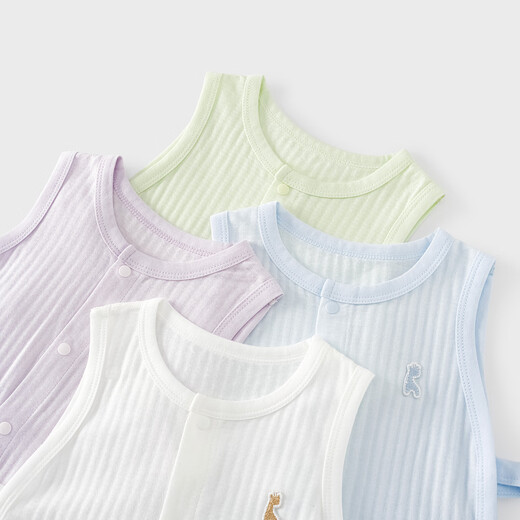 Tongtai (TONGTAI) baby sleeveless jumpsuit summer pure cotton baby clothes children's breathable jacquard Pipa clothing open crotch crawler suit white 66cm