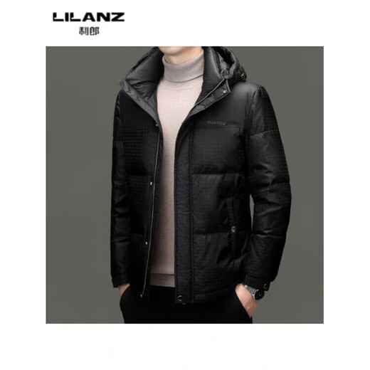 LILANZ высококачественная короткая мужская куртка на белом утином пуху с капюшоном, зимняя модная тенденция, утолщенная теплая мужская пуховая куртка темно-серого цвета 82088 14XL (190)