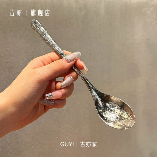 A really rare spoon for picking up cats, pure titanium table spoon, mildew-proof drinking spoon, outdoor convenient spoon, dessert spoon, pure titanium crystallized ice flower table spoon, 2 pieces