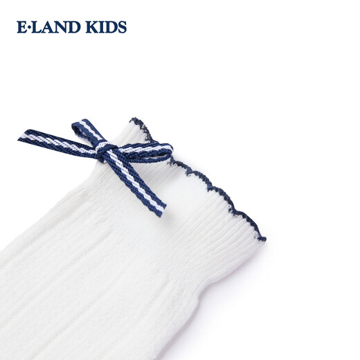 E LAND KIDS children's clothing girls socks 26 spring and summer new college style lace bow mid-calf socks Ivory ivory/39 10-12 years old
