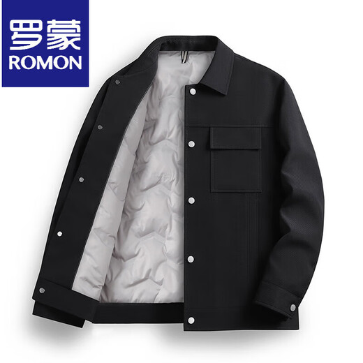 ROMON Легкая роскошная короткая рабочая одежда, пуховик, мужская деловая зимняя куртка с лацканами, теплая мужская куртка на белом утином пуху, черная 3XL