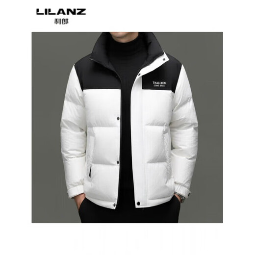 利郎（LILANZ）男士新款立领纯色休闲羽绒服中青年加厚保暖90羽绒服上衣外套 黑色 82593袖子可脱卸 (充绒量97.8克) 14XL (170)