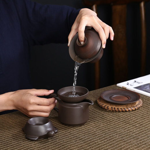 Farino purple sand porcelain one-piece tea drain tea filter Kungfu tea set accessories ceramic filter bucket tea separator pouring tea filter net Tianmu purple sand porcelain tea drain without bottom