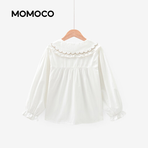 Mami Maka (MOMOCO) children's clothing girls' shirts 2026 spring style medium and large children's fashionable and versatile sweet shirts white 105