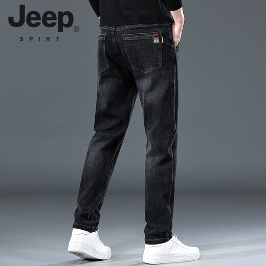 JEEP SPIRIT jeans men's autumn and winter loose straight 2025 new high-end slim stretch casual versatile long pants K64 blue gray 28 (2 feet 1)