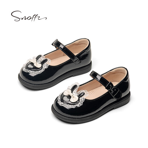 Snuffy Girls Leather Shoes Little Girl Lolita Princess Shoes Spring New 2026 Soft Sole Non-Slip Baby Shoes Iris Black 21 Foot Length 13.4cm
