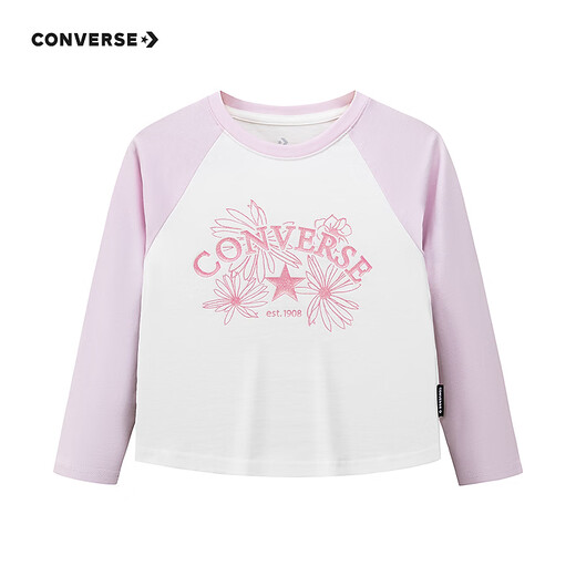 Converse Girls' Raglan Sleeve Long T2026 Spring New Moisture-Absorbent Breathable Children's Soft and Comfortable Top